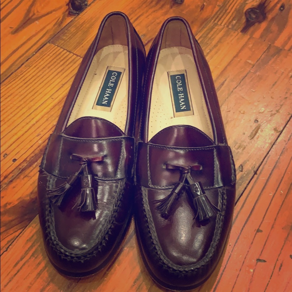 Cole Haan oxblood loafers with tassels